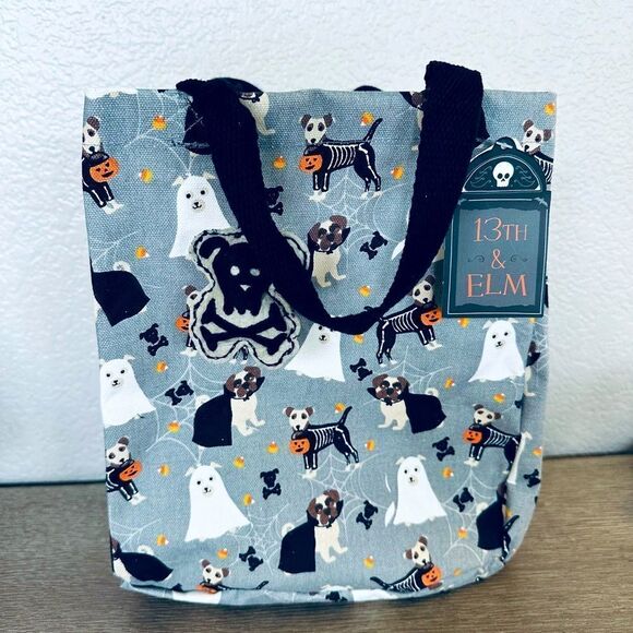 Halloween Costume Dogs Canvas Trick or Treat Candy Bag Shopping Tote - Picture 1 of 4